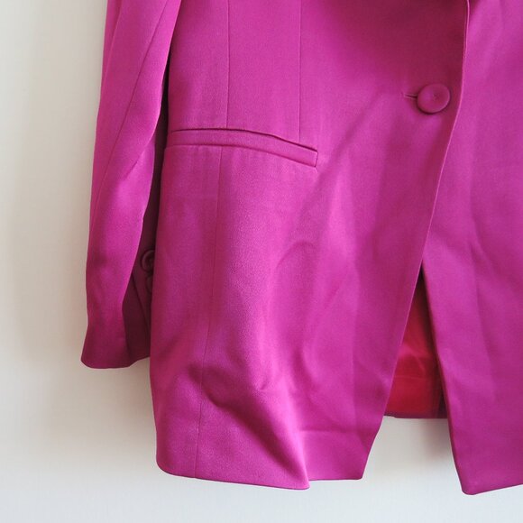 MARELLA Carrara Semi Fitted Satin Blazer in Fuchsia Purple - Size US 8 - Picture 5 of 13